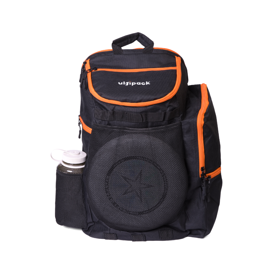 Ultipack Ultimate Frisbee Backpack w/ Disc Sleeve, Built-in Stool, Fanny Pack, Cleat Pocket