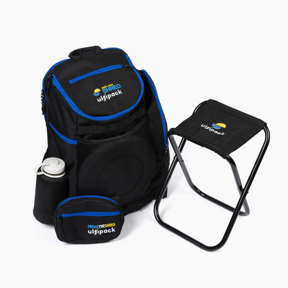 Ultipack Ultimate Frisbee Backpack w/ Disc Sleeve, Built-in Stool, Fanny Pack, Cleat Pocket